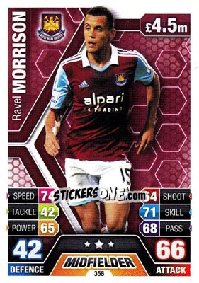 Sticker Ravel Morrison - English Premier League 2013-2014. Match Attax n. 358 - Topps