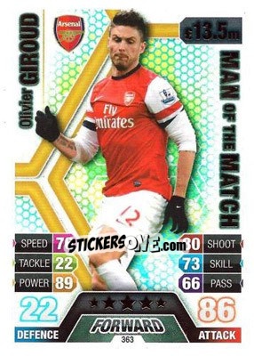 Sticker Olivier Giroud - English Premier League 2013-2014. Match Attax n. 363 - Topps