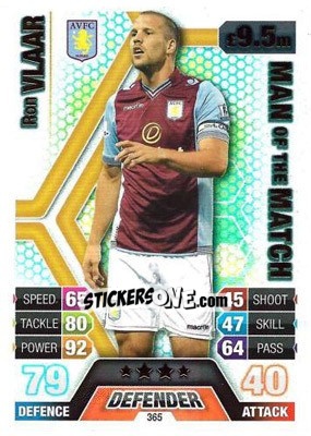 Sticker Ron Vlaar - English Premier League 2013-2014. Match Attax n. 365 - Topps