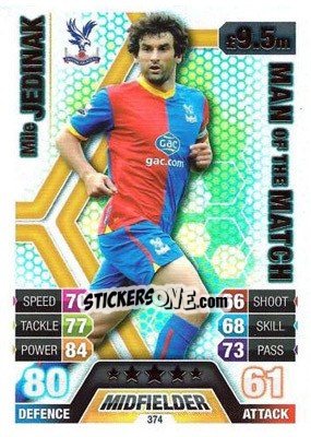 Sticker Mile Jedinak - English Premier League 2013-2014. Match Attax n. 374 - Topps