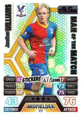 Sticker Jonathan Williams - English Premier League 2013-2014. Match Attax n. 375 - Topps