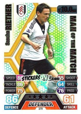 Sticker Sascha Riether - English Premier League 2013-2014. Match Attax n. 379 - Topps