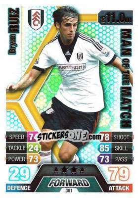 Sticker Bryan Ruiz - English Premier League 2013-2014. Match Attax n. 381 - Topps