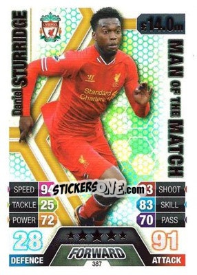 Sticker Daniel Sturridge - English Premier League 2013-2014. Match Attax n. 387 - Topps