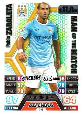 Sticker Pablo Zabaleta - English Premier League 2013-2014. Match Attax n. 388 - Topps