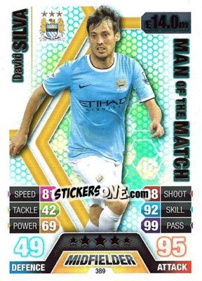 Sticker David Silva - English Premier League 2013-2014. Match Attax n. 389 - Topps