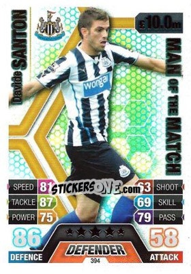 Sticker Davide Santon - English Premier League 2013-2014. Match Attax n. 394 - Topps