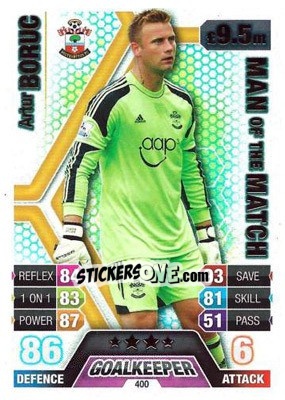 Sticker Artur Boruc - English Premier League 2013-2014. Match Attax n. 400 - Topps