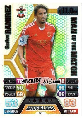Sticker Gaston Ramirez - English Premier League 2013-2014. Match Attax n. 401 - Topps
