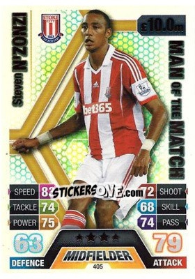 Sticker Steven Nzonzi - English Premier League 2013-2014. Match Attax n. 405 - Topps