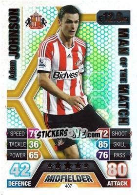 Sticker Adam Johnson - English Premier League 2013-2014. Match Attax n. 407 - Topps