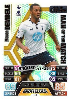 Sticker Mousa Dembele - English Premier League 2013-2014. Match Attax n. 413 - Topps