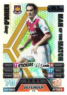 Sticker Joey O'Brien - English Premier League 2013-2014. Match Attax n. 418 - Topps