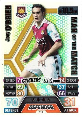 Cromo Joey O'Brien - English Premier League 2013-2014. Match Attax - Topps