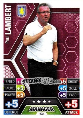 Cromo Paul Lambert - English Premier League 2013-2014. Match Attax n. 422 - Topps