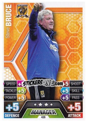Figurina Steve Bruce - English Premier League 2013-2014. Match Attax n. 428 - Topps