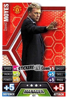 Sticker David Moyes - English Premier League 2013-2014. Match Attax n. 431 - Topps