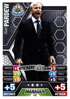 Figurina Alan Pardew - English Premier League 2013-2014. Match Attax n. 432 - Topps