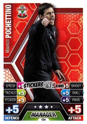 Sticker Mauricio Pochettino - English Premier League 2013-2014. Match Attax n. 434 - Topps