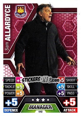 Sticker Sam Allardyce - English Premier League 2013-2014. Match Attax n. 440 - Topps