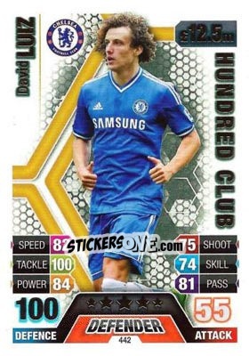 Sticker David Luiz - English Premier League 2013-2014. Match Attax n. 442 - Topps
