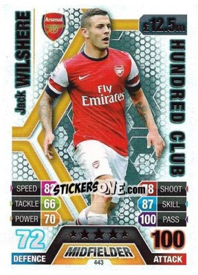 Sticker Jack Wilshere - English Premier League 2013-2014. Match Attax n. 443 - Topps