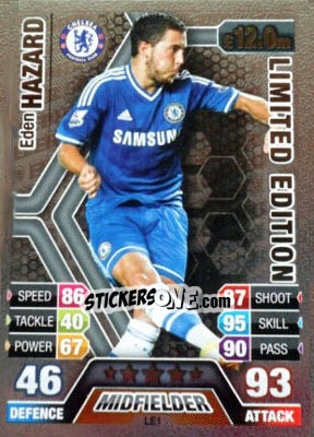 Sticker Eden Hazard - English Premier League 2013-2014. Match Attax n. LE1s - Topps