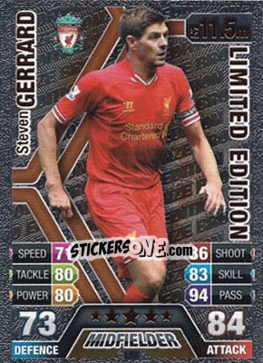 Sticker Steven Gerrard - English Premier League 2013-2014. Match Attax n. LE3 - Topps