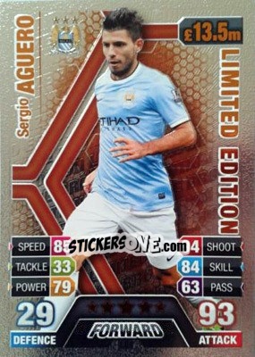 Cromo Sergio Aguero - English Premier League 2013-2014. Match Attax - Topps