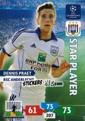 Sticker Dennis Praet - UEFA Champions League 2013-2014. Adrenalyn XL n. 43 - Panini