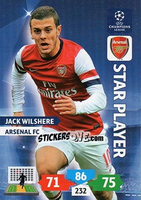 Sticker Jack Wilshere - UEFA Champions League 2013-2014. Adrenalyn XL n. 50 - Panini