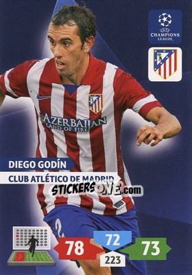 Sticker Diego Godín - UEFA Champions League 2013-2014. Adrenalyn XL n. 56 - Panini