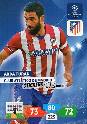 Sticker Arda Turan - UEFA Champions League 2013-2014. Adrenalyn XL - Panini