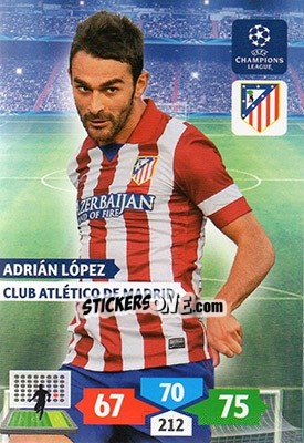 Sticker Adrián López - UEFA Champions League 2013-2014. Adrenalyn XL n. 62 - Panini
