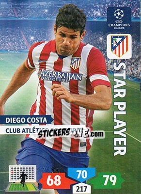 Sticker Diego Costa - UEFA Champions League 2013-2014. Adrenalyn XL n. 63 - Panini