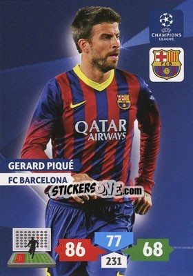 Sticker Gerard Piqué - UEFA Champions League 2013-2014. Adrenalyn XL n. 66 - Panini