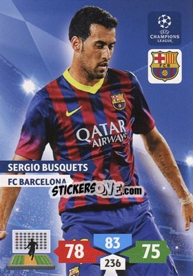 Sticker Sergio Busquets - UEFA Champions League 2013-2014. Adrenalyn XL - Panini