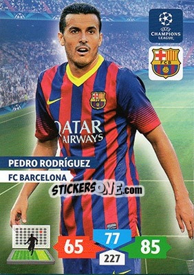 Sticker Pedro Rodríguez - UEFA Champions League 2013-2014. Adrenalyn XL n. 70 - Panini