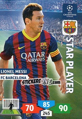 Sticker Lionel Messi - UEFA Champions League 2013-2014. Adrenalyn XL n. 72 - Panini