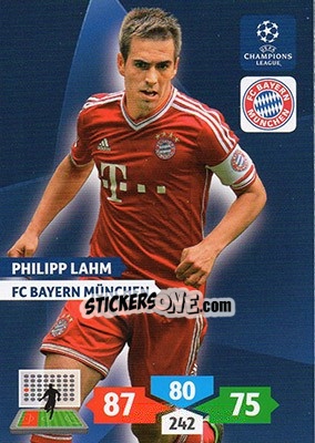 Sticker Philipp Lahm - UEFA Champions League 2013-2014. Adrenalyn XL n. 83 - Panini