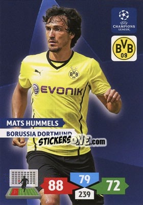 Sticker Mats Hummels - UEFA Champions League 2013-2014. Adrenalyn XL n. 101 - Panini