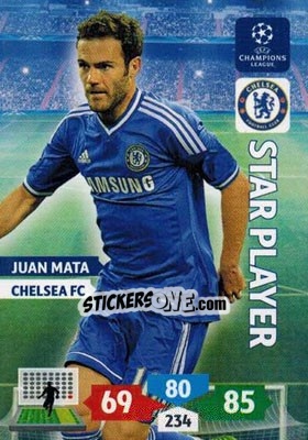 Sticker Juan Mata - UEFA Champions League 2013-2014. Adrenalyn XL n. 125 - Panini