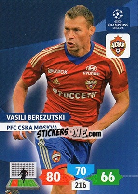 Sticker Vasili Berezutski - UEFA Champions League 2013-2014. Adrenalyn XL n. 129 - Panini