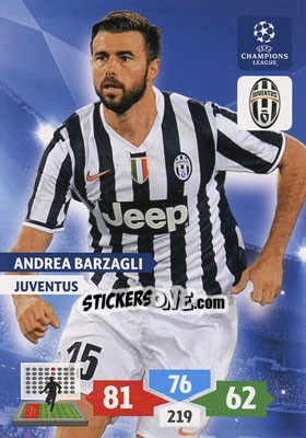 Sticker Andrea Barzagli - UEFA Champions League 2013-2014. Adrenalyn XL - Panini