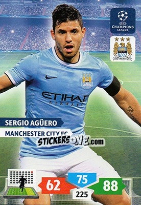 Cromo Sergio Agüero - UEFA Champions League 2013-2014. Adrenalyn XL - Panini