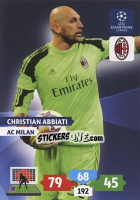 Sticker Christian Abbiati - UEFA Champions League 2013-2014. Adrenalyn XL n. 181 - Panini