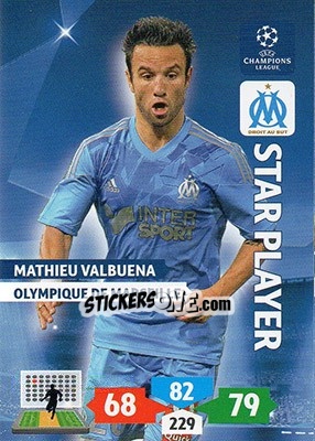 Sticker Mathieu Valbuena - UEFA Champions League 2013-2014. Adrenalyn XL n. 212 - Panini
