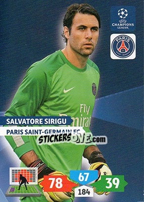 Figurina Salvatore Sirigu - UEFA Champions League 2013-2014. Adrenalyn XL - Panini