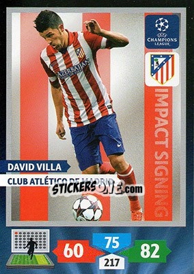 Sticker David Villa - UEFA Champions League 2013-2014. Adrenalyn XL n. 264 - Panini
