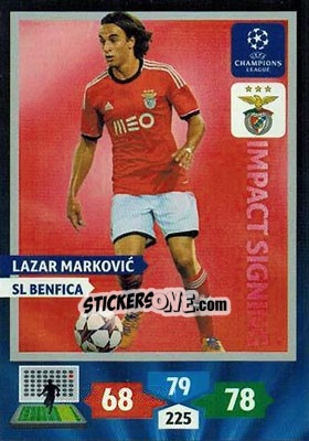 Sticker Lazar Markovic - UEFA Champions League 2013-2014. Adrenalyn XL n. 268 - Panini